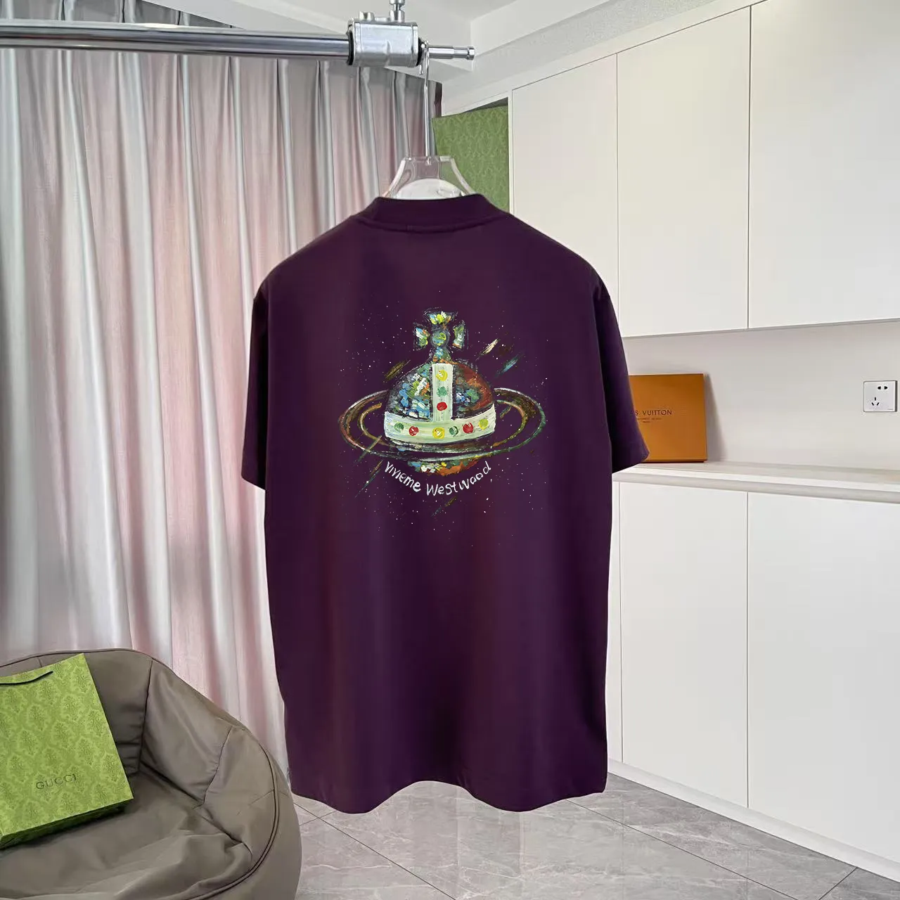 *Vivienne Westwood 2026 New Arrival logo g T Same Style Size：S M L XL XXL ：Black White Purple Gray